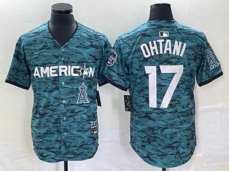 Men%27s Los Angeles Angels #17 Shohei Ohtani Teal 2023 All Star Cool Base Stitched Jersey